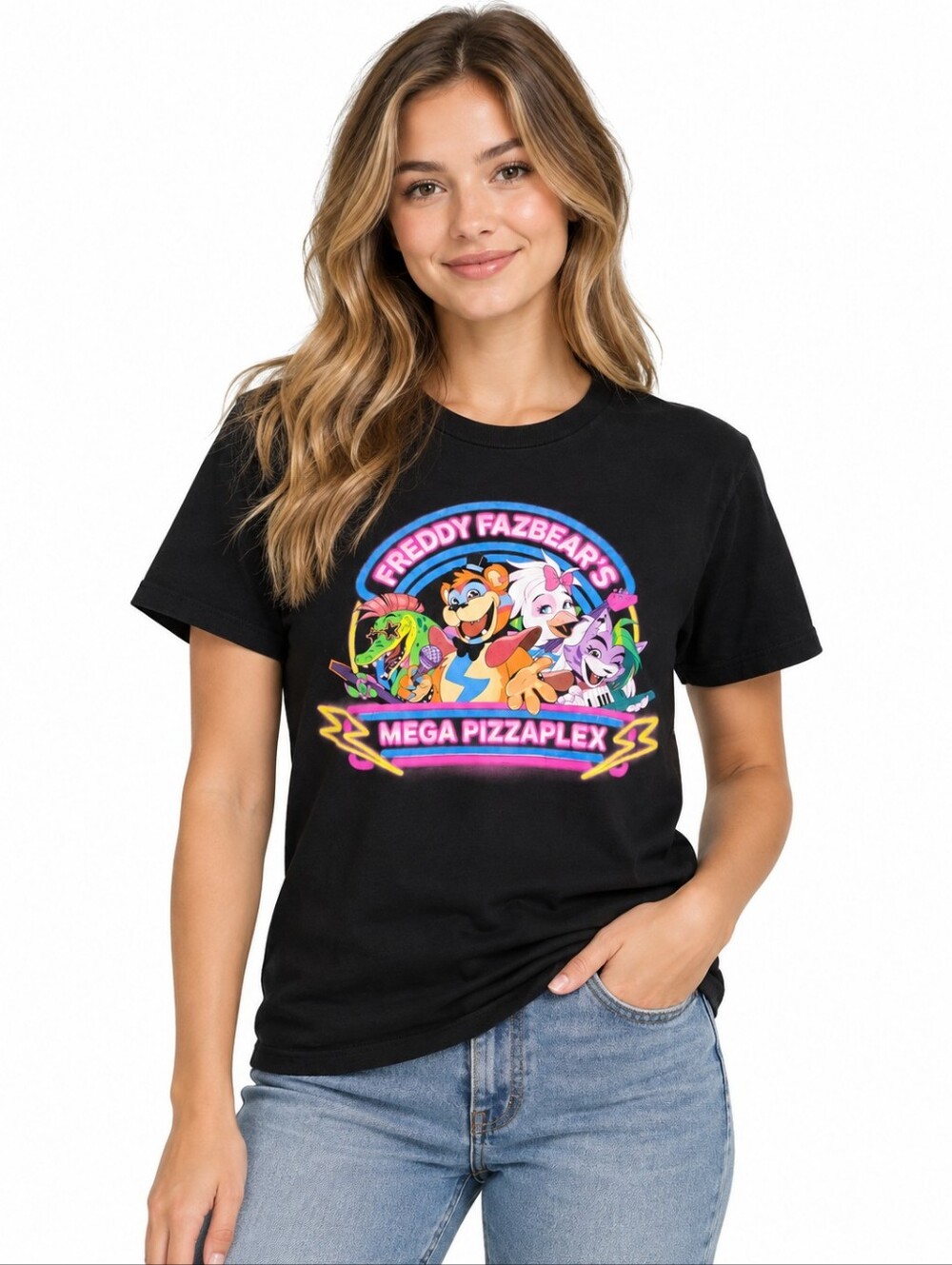 Five Nights at Freddy’s Mega Pizzaplex Black Graphic T-Shirt Size M